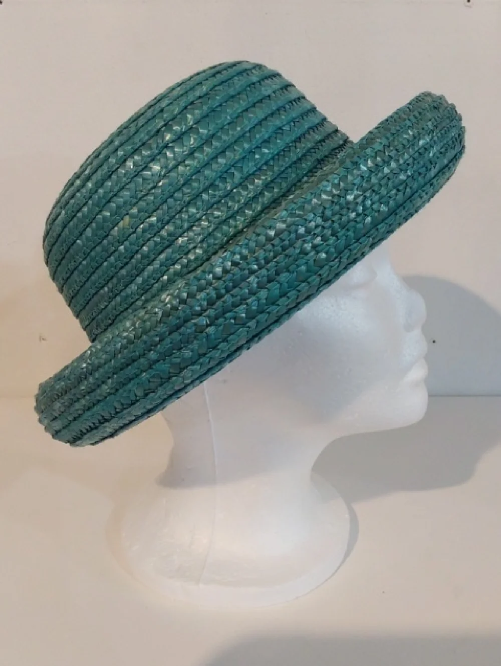 Womens Arlin Teal/ Turquoise Straw Sun Hat Derby Fancy Retro Sz.One Size